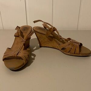 Clarks Tan Cork Wedge Sandals size 9.5M